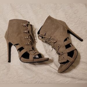Elegant Tan High Heel Ankle Boots